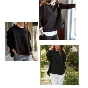 FRANK & EILEEN TEE LAB ANNA CAPELET FLEECE BLACK SWEATSHIRT #B SIZE M